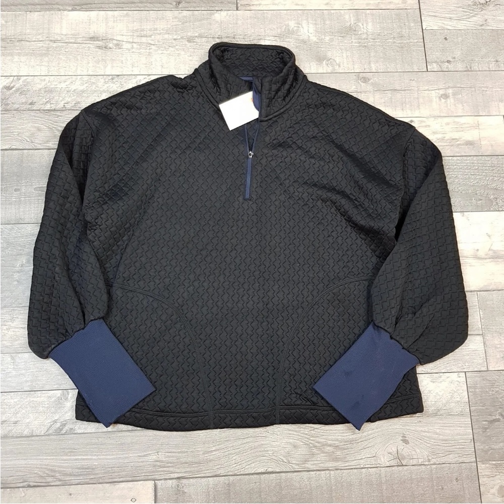 Sweaty Betty Womens Black Pace Jacquard Run Half Zip Top Medium UK 12 BNWT - Picture 1 of 14